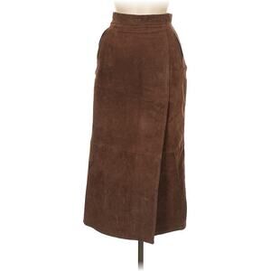 VTG Bloomingdale’s Brown Leather Midi Skirt 6